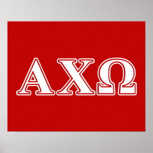 Affiche Alphi Chi Omega Lettres Blanches et Rouges