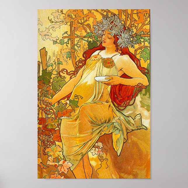 Affiche Alphonse Mucha Art Nouveau Automne (Devant)