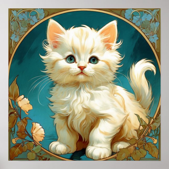 Affiche Alphonse Mucha Art Nouveau Chat Blanc (Devant)
