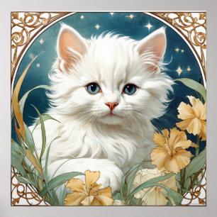 Affiche Alphonse Mucha Art Nouveau Kitten