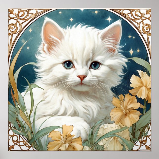 Affiche Alphonse Mucha Art Nouveau Kitten (Devant)
