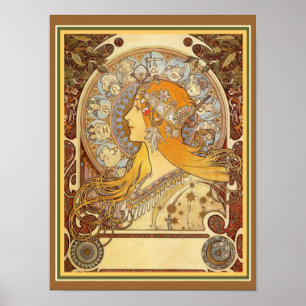 Affiche Alphonse Mucha Art Nouveau Zodiac Print 12 x 16