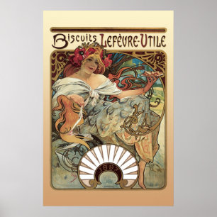 Affiche Alphonse Mucha Biscuits Lefevre Utile
