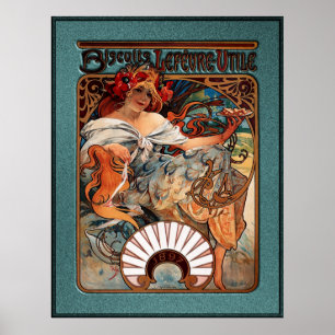 Affiche Alphonse Mucha Biscuits Lefevre Utile Speckled De