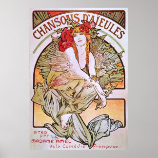 Affiche Alphonse Mucha. Chansons D 'Aieules, c.1898