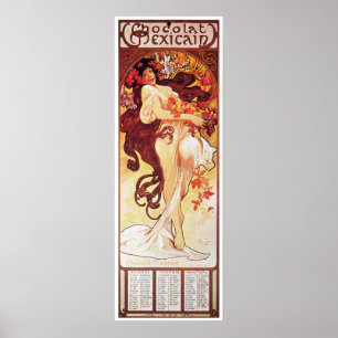 Affiche Alphonse Mucha, Chocolat Mexicain 1896