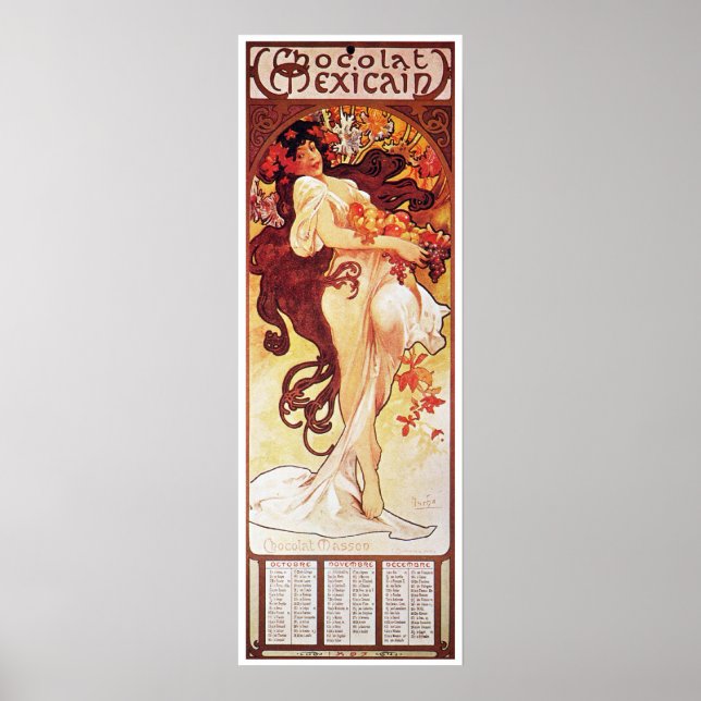 Affiche Alphonse Mucha, Chocolat Mexicain 1896 (Devant)