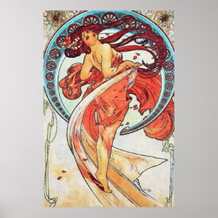 Affiche Alphonse Mucha Danse Vintage Art Nouveau peinture