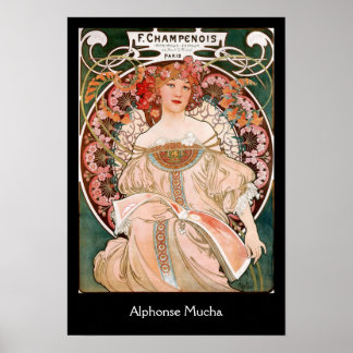 Affiche Alphonse Mucha F. Champenois en noir