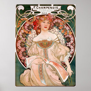 Affiche Alphonse Mucha - F. Champenois Imprimeur-Editeu