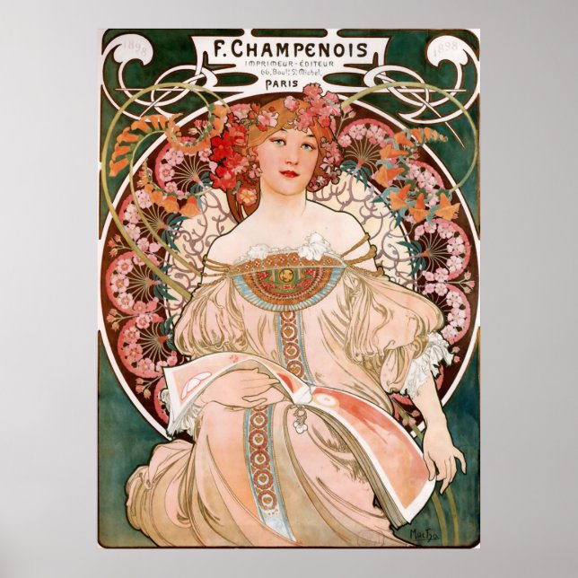 Affiche Alphonse Mucha - F. Champenois Imprimeur-Editeu (Devant)