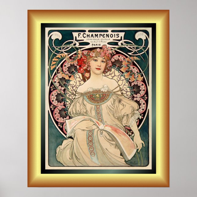 Affiche Alphonse Mucha ~ F. Champenois Imprimeur Editeur ~ (Devant)