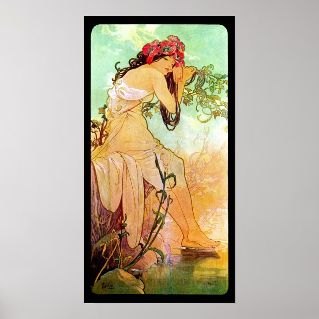 Affiche Alphonse Mucha Girl By The Pond (Devant)