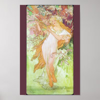 Alphonse Mucha Girl In Garden Art Nouveau Imprimer