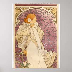 Affiche Alphonse Mucha La Dame Aux Camelias : Art Nouveau