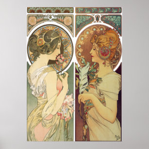 Affiche Alphonse Mucha - La Primevere & La Plume