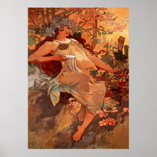 Affiche Alphonse Mucha - L'Automne - Les Saisons