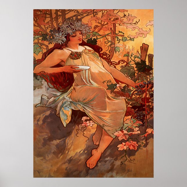 Affiche Alphonse Mucha - L'Automne - Les Saisons (Devant)