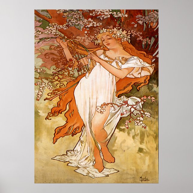 Affiche Alphonse Mucha - Le printemps - Les saisons (Devant)