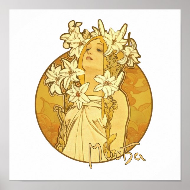 Affiche Alphonse Mucha - Les Fleurs (Devant)