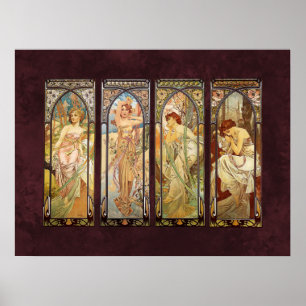 Affiche Alphonse Mucha, Les Moments de la journée