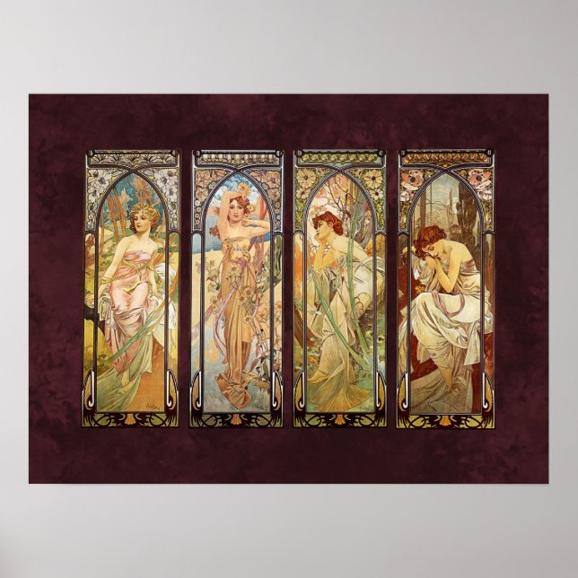 Affiche Alphonse Mucha, Les Moments de la journée (Devant)