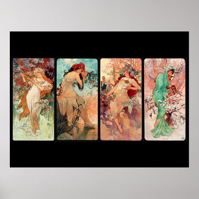 Affiche Alphonse Mucha, Les Quatre Saisons (1896)  (Devant)