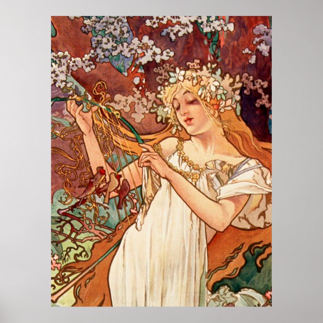 Affiche Alphonse Mucha, Les Saisons (1896) Printemps (Devant)