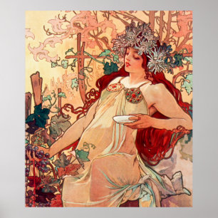 Affiche Alphonse Mucha, Les Saisons, Automne (1896)