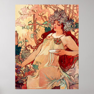 Affiche Alphonse Mucha, Les Saisons, Automne (1896)