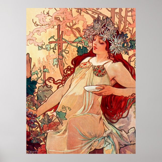 Affiche Alphonse Mucha, Les Saisons, Automne (1896)  (Devant)