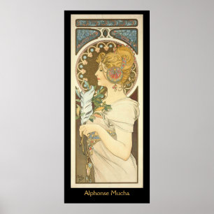 Affiche Alphonse Mucha Peinture sur noir