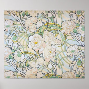 Affiche Alphonse Mucha Peonies
