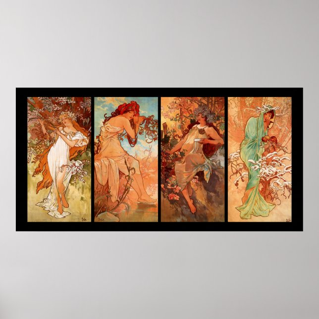 Affiche Alphonse Mucha Quatre Saisons (Devant)