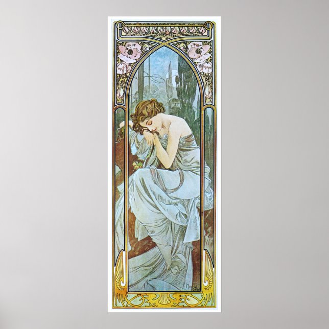 Affiche Alphonse Mucha. Repos De La Nuit/Sciage Nocturne (Devant)