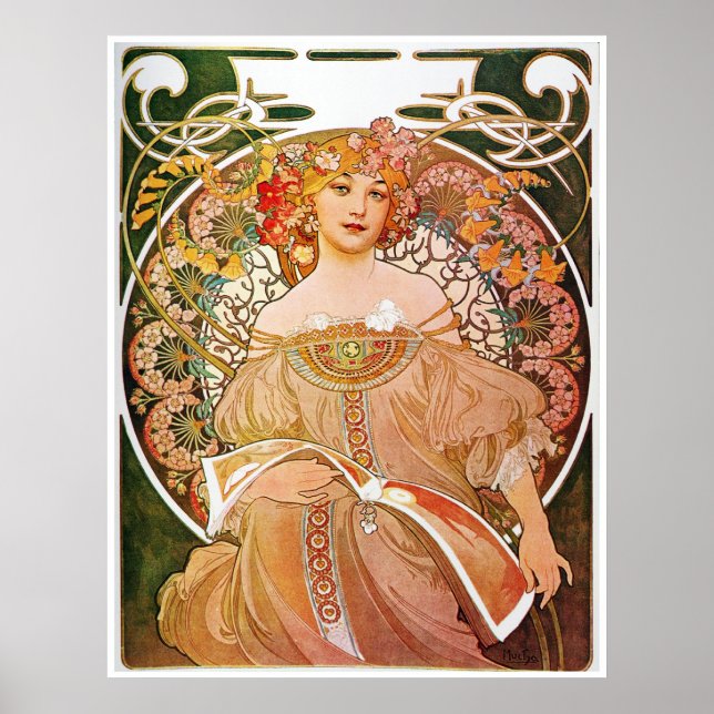 Affiche Alphonse Mucha, Reverie/Daydream, 1896. (Devant)