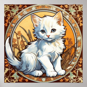 Affiche Alphonse Mucha Style Chat