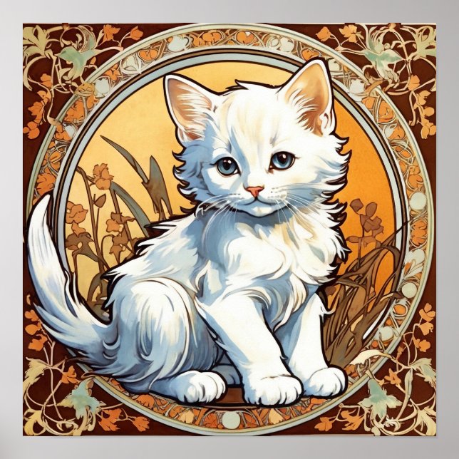 Affiche Alphonse Mucha Style Chat (Devant)