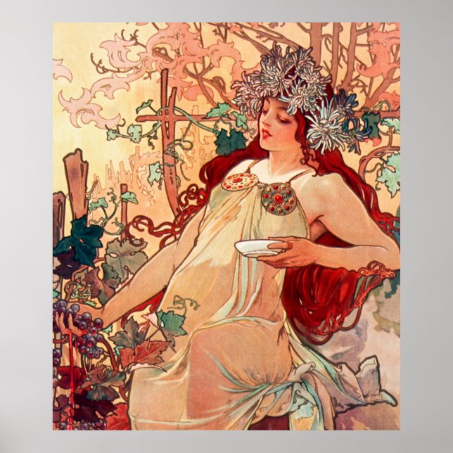 Affiche Alphonse Mucha, The Seasons, Autumn (1896)  (Devant)