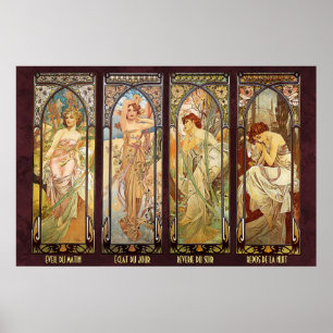 Affiche Alphonse Mucha, The Times of the Day