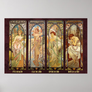 Affiche Alphonse Mucha, The Times of the Day