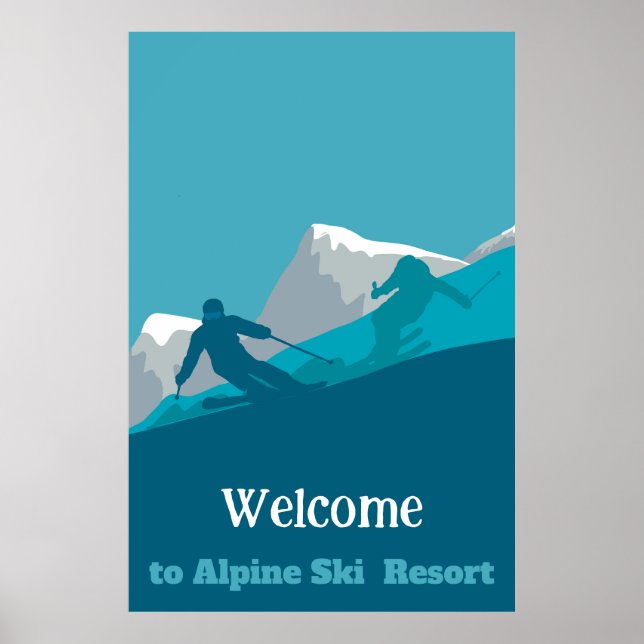 Affiche Alpine Skiing Downhill Personnalisé Ajouter Votre  (Devant)