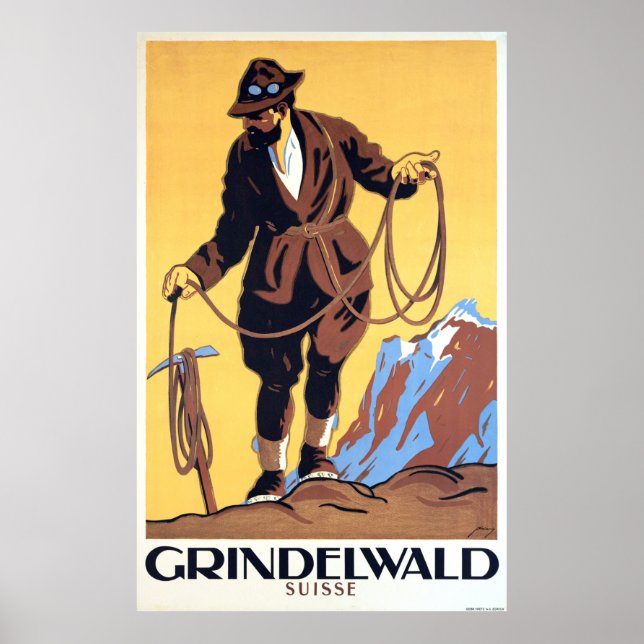 Affiche Alpiniste à Grindelwald, Suisse (Devant)