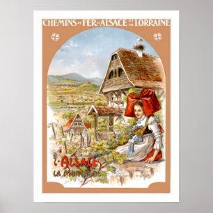 Affiche Alsace France Vintage Travel