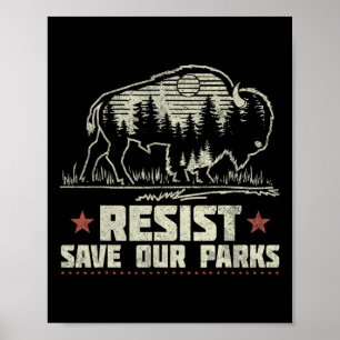 Affiche Alt Us National Park Résiste Service Bison Buffalo