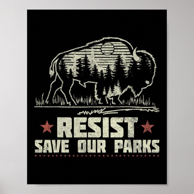 Affiche Alt Us National Park Résiste Service Bison Buffalo (Devant)