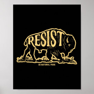 Affiche Alt Us National Park Résiste Service Bison Buffalo