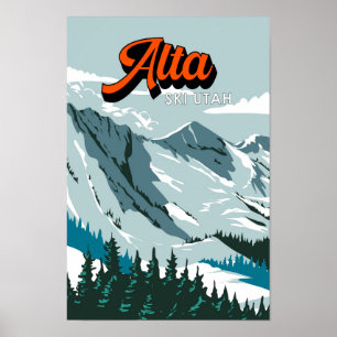 Affiche Alta Ski Area Hiver Utah Vintage