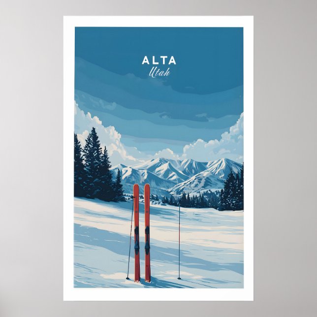 Affiche Alta Utah Skis dans l'impression de neige - Statio (Devant)