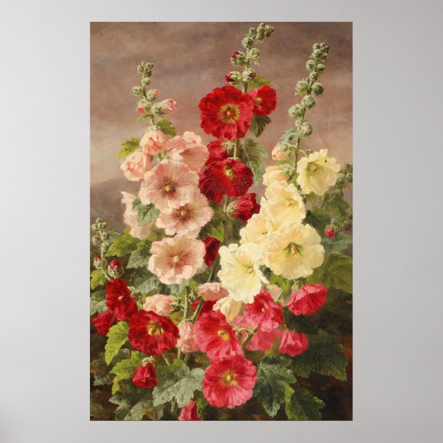 Affiche Althæa rouge, blanc et rose, Christensen (Devant)